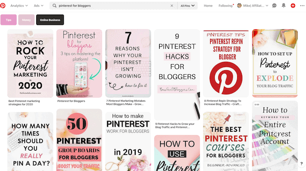 Pinterest for bloggers search