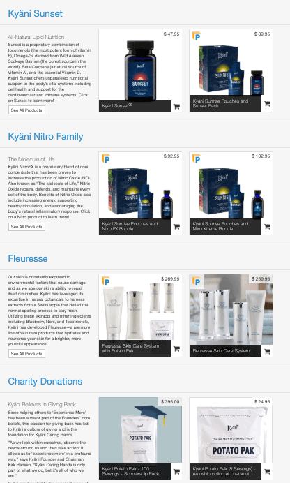 Is Kyani a pyramid scheme? Products