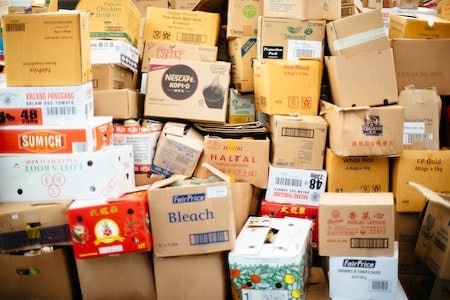 Boxes in storage Boxes in storage
