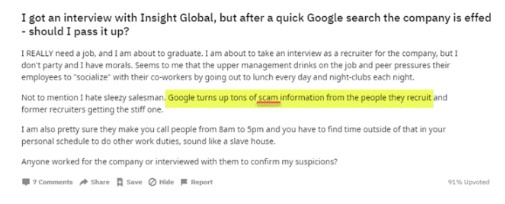 Insight Global Review: Negative Review 10 Insight Global Review: Negative Review 10