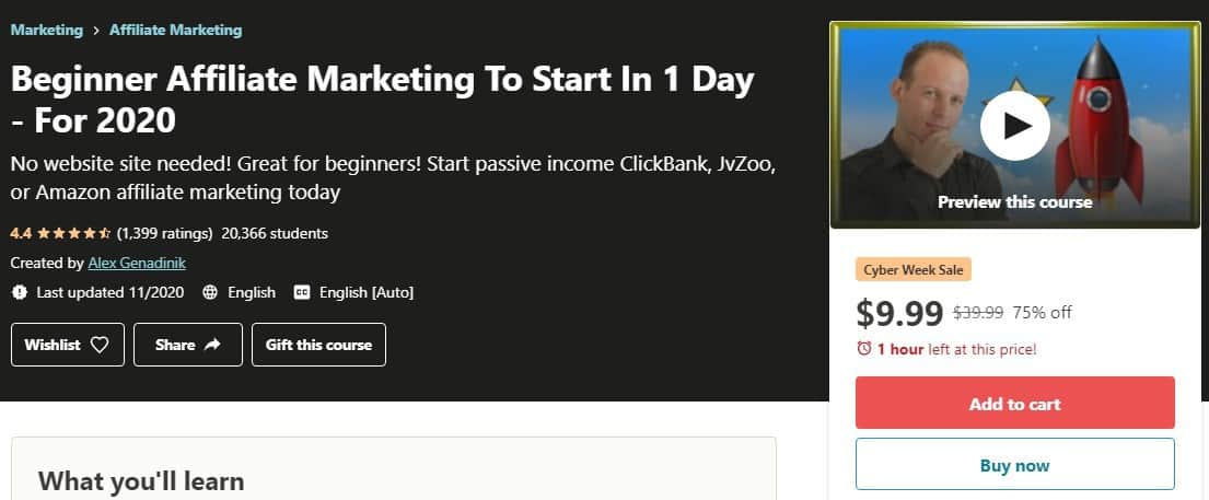 Udemy Affiliate Marketing in One Day Review: Intro Udemy Affiliate Marketing in One Day Review: Intro