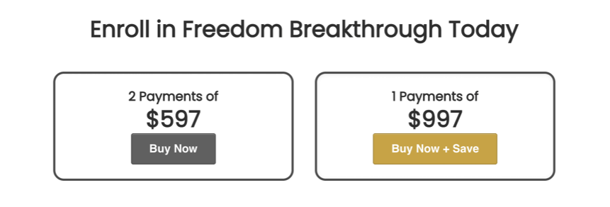 freedom breakthrough costs