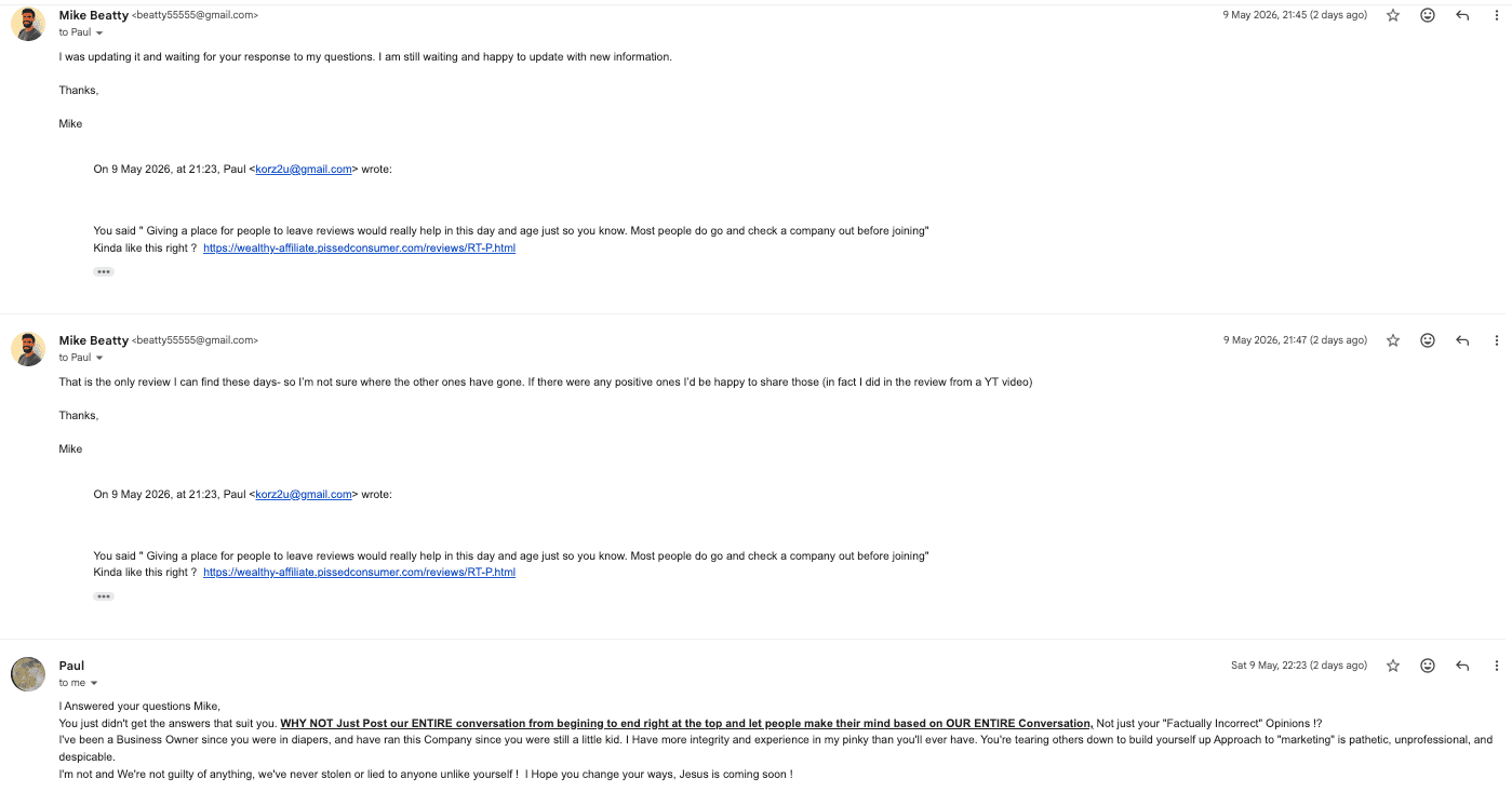 Email exchange with Paul — screenshot 10
